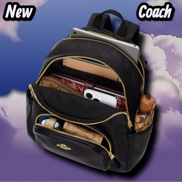 New NWT Coach Court Backpack – Signature Canvas | Gunmetal/Charcoal/Black - Picture 6 of 9